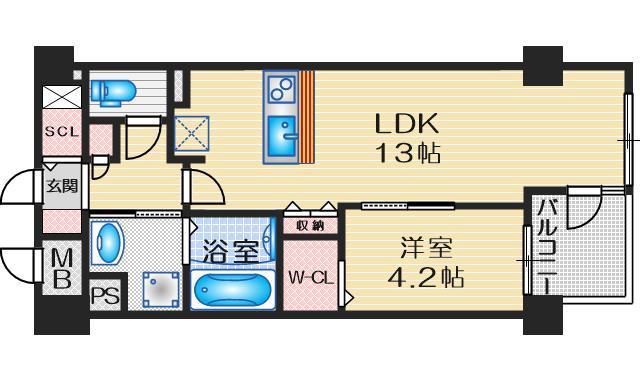 グランデュール(1LDK/3階)の間取り写真