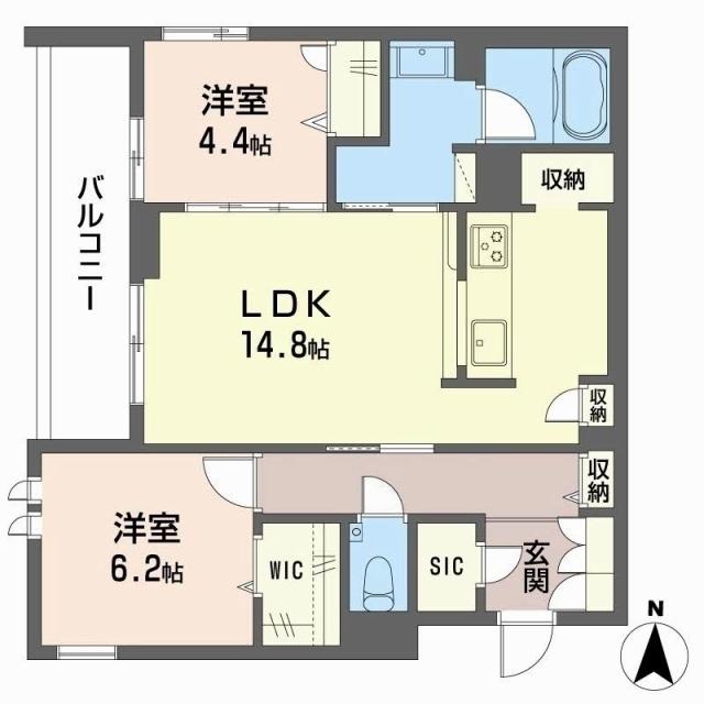 AVANCE東草深イースト(2LDK/2階)の間取り写真