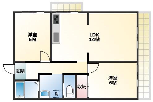 センチュリーハイツ和歌浦(2LDK/2階)の間取り写真