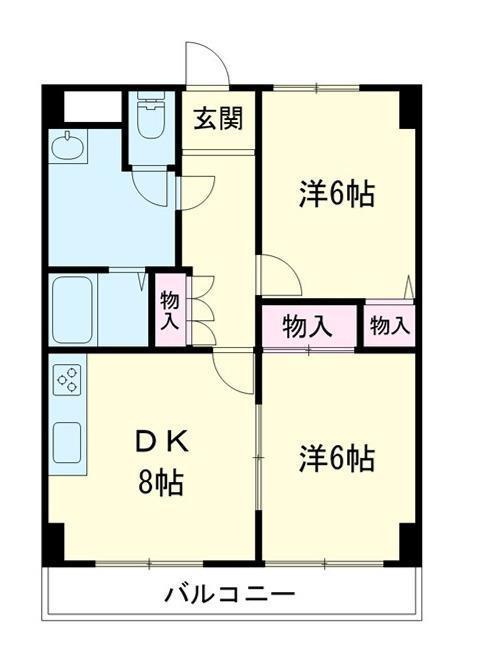 さくら都市マンション 2番館(2DK/4階)の間取り写真
