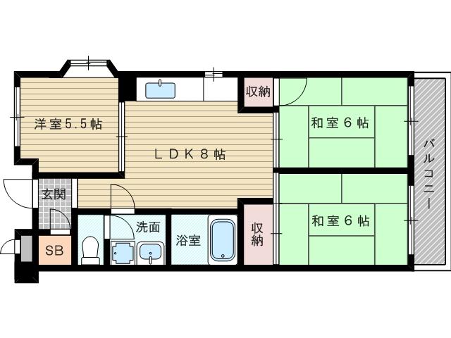 エクセルハイツ下北(3DK/4階)の間取り写真