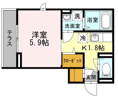 JR鶴見線 安善駅 徒歩13分 3階建 築11年(1K/1階)の間取り写真