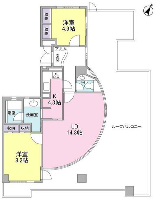 キャッスル北沢代々木上原(2LDK/3階)の間取り写真