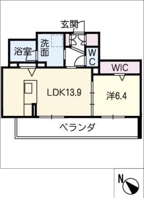 エクラージュ川名(1LDK/2階)の間取り写真