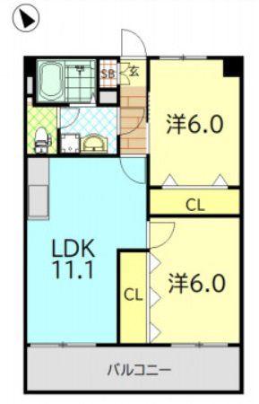 フェルト727(2LDK/3階)の間取り写真