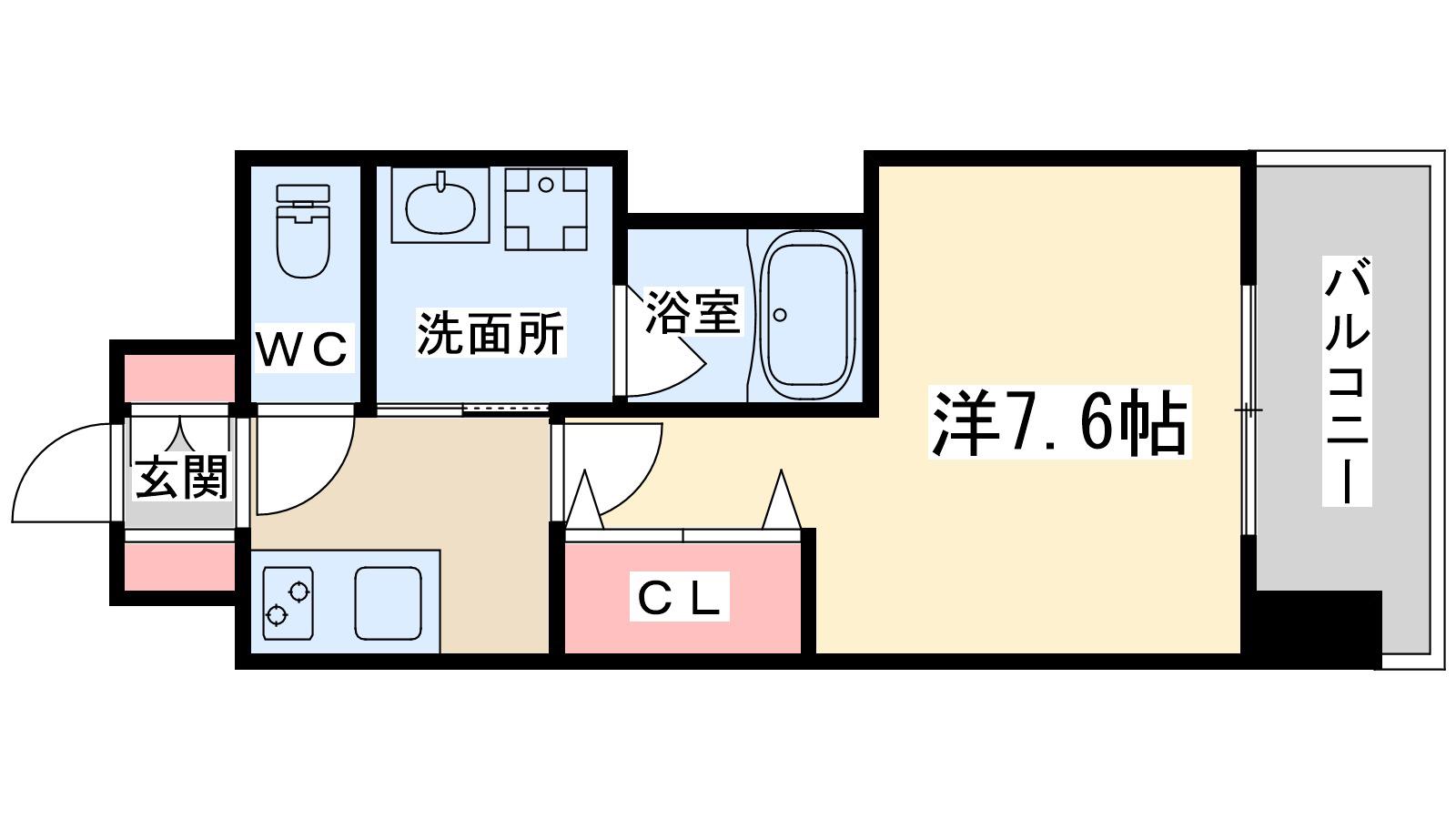クオーレ(1K/9階)の間取り写真