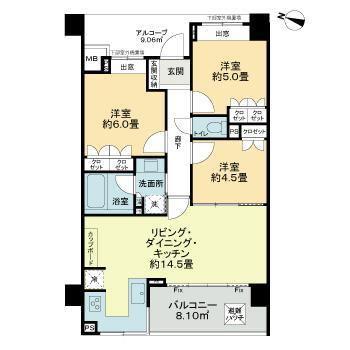 ライオンズ三鷹台 欅テラス(3LDK/4階)の間取り写真