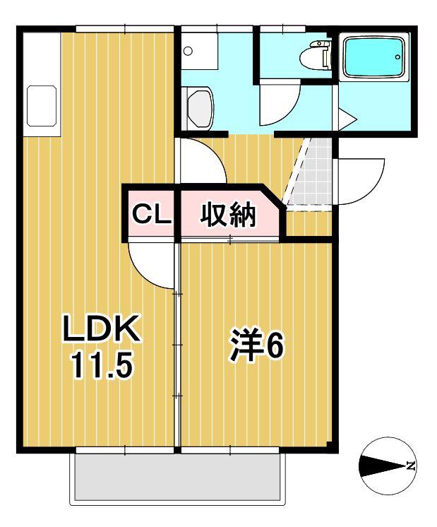 大みか祥栄マンション(1LDK/2階)の間取り写真