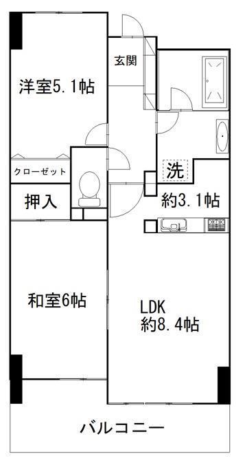ツインシティヴェール高崎(2LDK/11階)の間取り写真