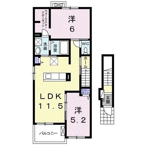 ベルアンドロスB(2LDK/2階)の間取り写真