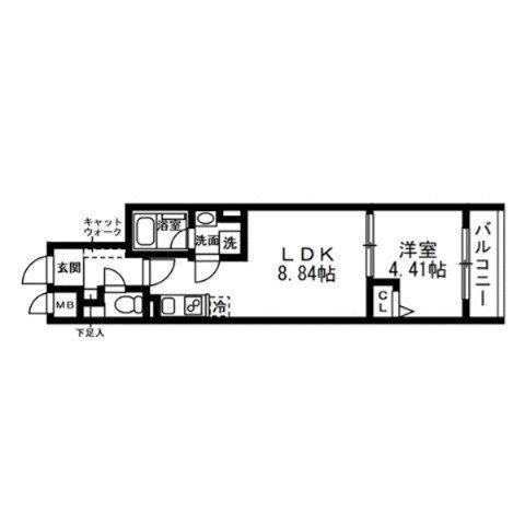 SOLASIA RESIDENCE 武蔵小山(1LDK/4階)の間取り写真