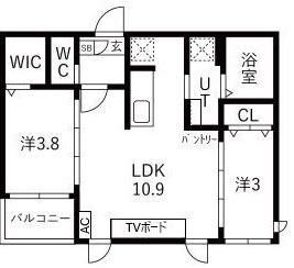 TIDY大江(2LDK/3階)の間取り写真