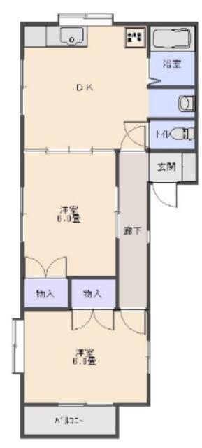 レジデンス小山(2DK/1階)の間取り写真