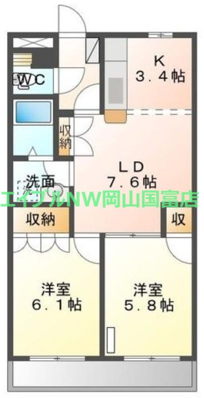 α-GRANDE(2LDK/1階)の間取り写真