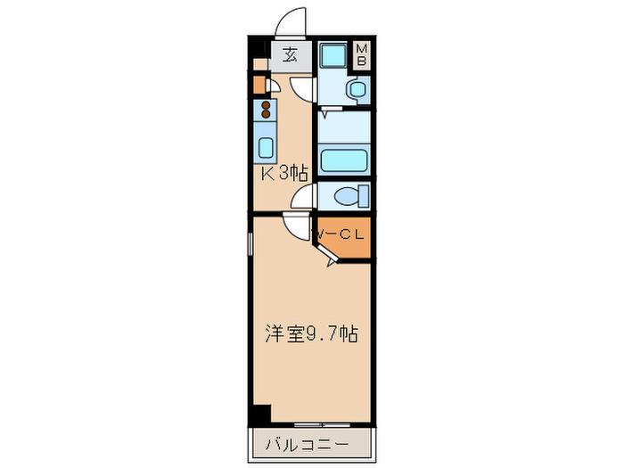 ソレイユ鳥居松(1K/2階)の間取り写真