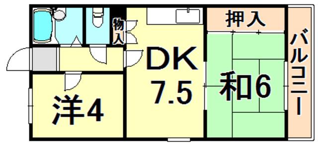 ハイツM&M(2DK/2階)の間取り写真