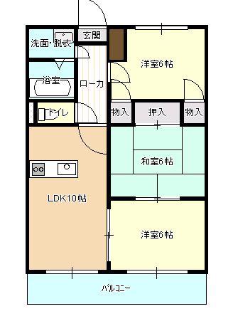 ユーミーマンションアルファ(3LDK/2階)の間取り写真