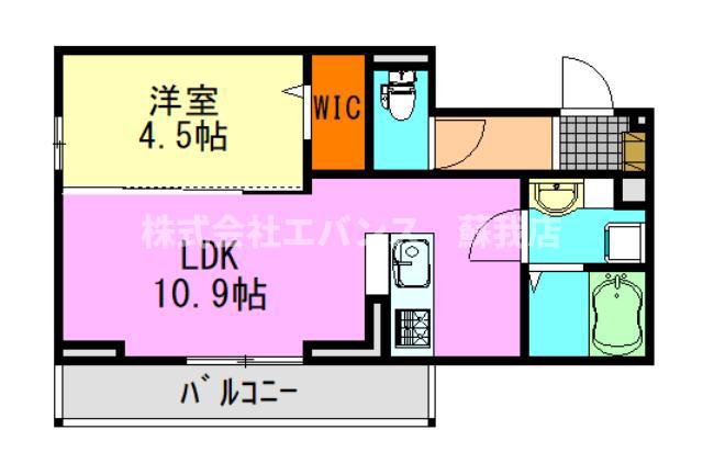 D-ROOM神明町II B(1LDK/3階)の間取り写真