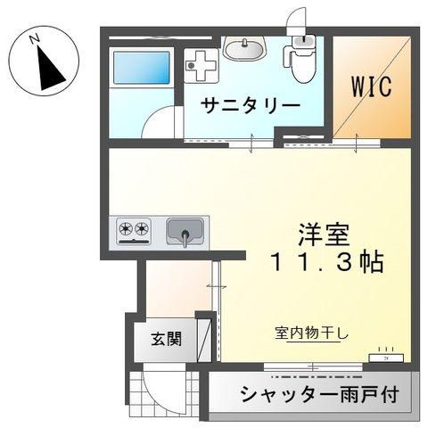 ヴィレドソレイユ サカエ(ワンルーム/1階)の間取り写真