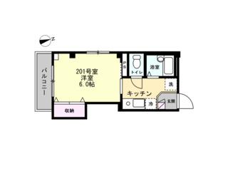 フォレストヒルズ(1K/2階)の間取り写真
