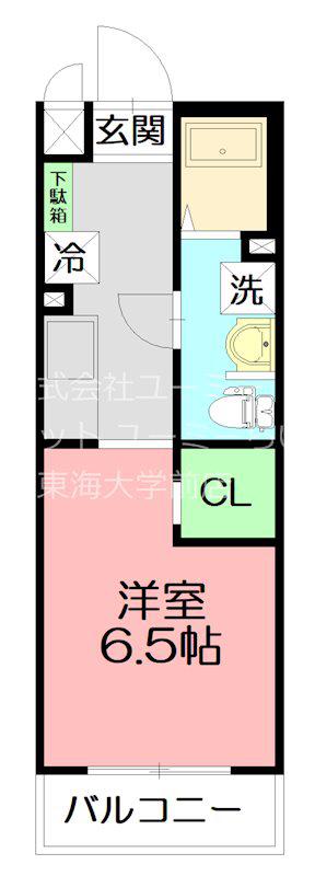 カレッジヒルズE(1K/3階)の間取り写真