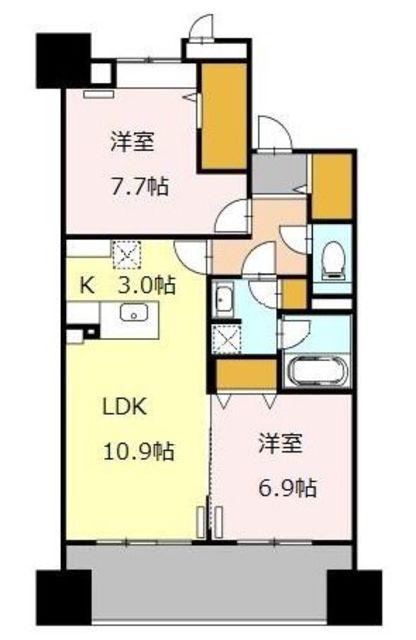 ロイヤルパークスシーサー南千住(2LDK/2階)の間取り写真