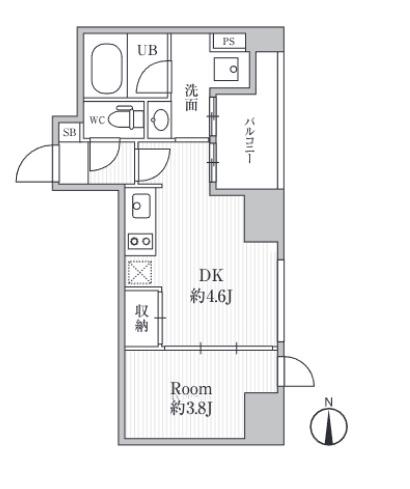 カバナ プラス 新富町(1DK/7階)の間取り写真