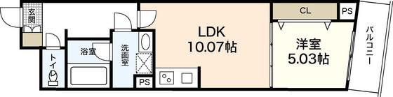 CREST CENTRAL BLDG(1LDK/7階)の間取り写真