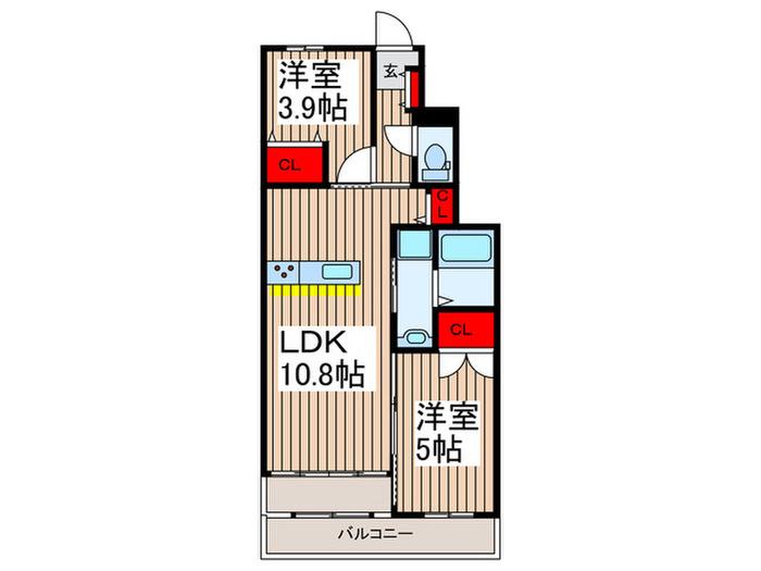 サンライズ(2LDK/1階)の間取り写真