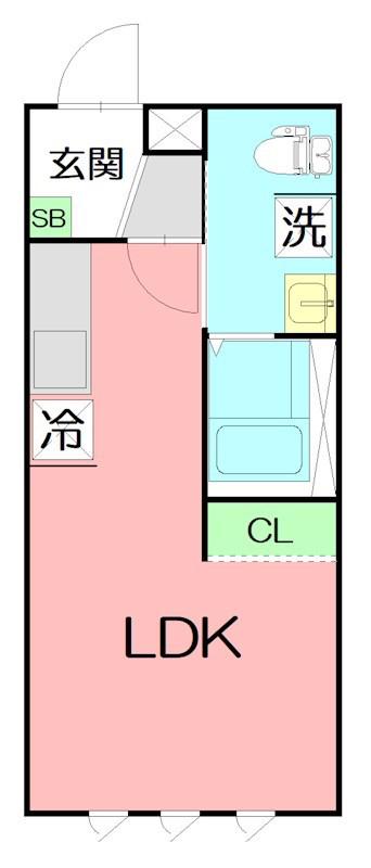 サザンクロス東海大学(ワンルーム/1階)の間取り写真