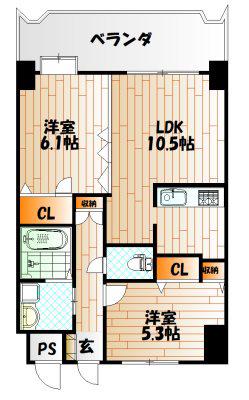 アルゴヴィラージュ八幡駅前(2LDK/13階)の間取り写真