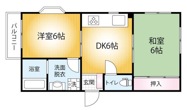 木場パークレスト(2DK/3階)の間取り写真