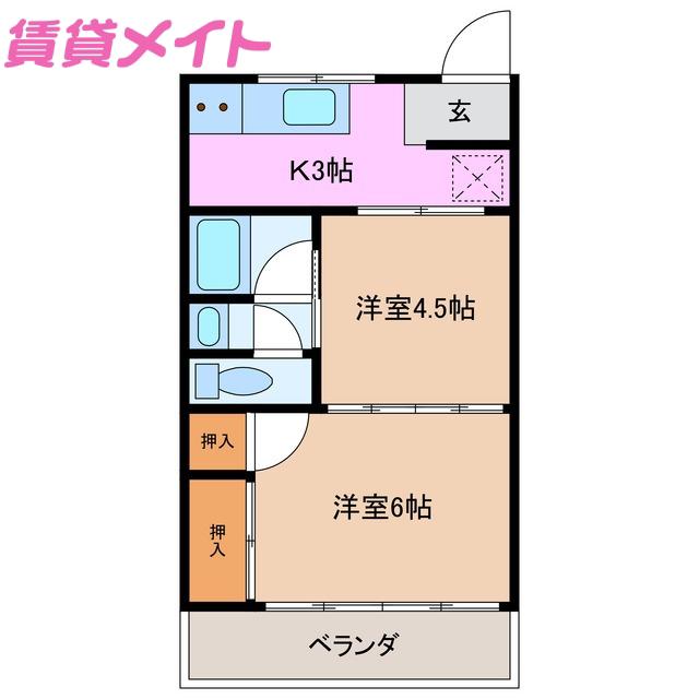 コーポITO(2K/3階)の間取り写真