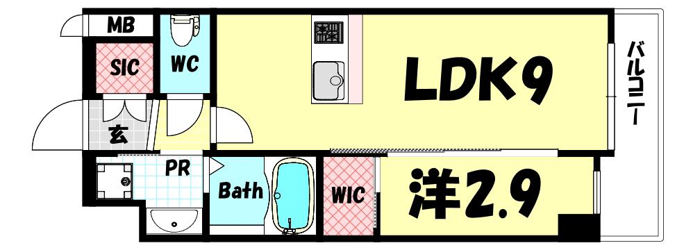 スワンズシティ神戸湊川II(1LDK/10階)の間取り写真