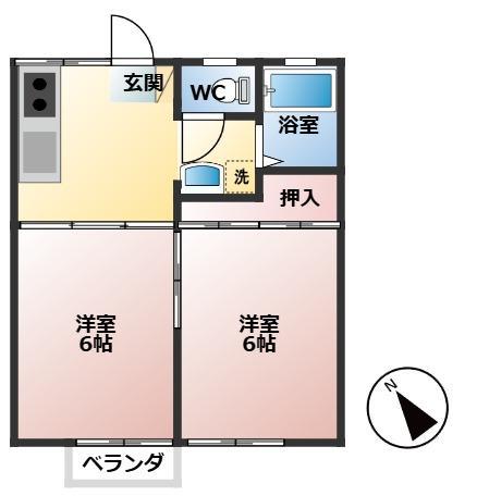 パナハイツ富士(2DK/2階)の間取り写真