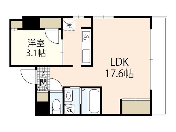 イースト132°(1LDK/5階)の間取り写真