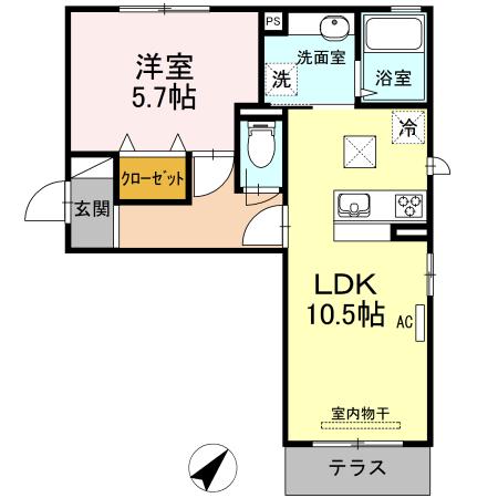 ディアナ アーツ(1LDK/1階)の間取り写真