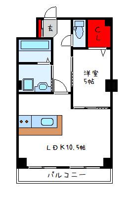 ラフィーネ久宝寺(1LDK/3階)の間取り写真