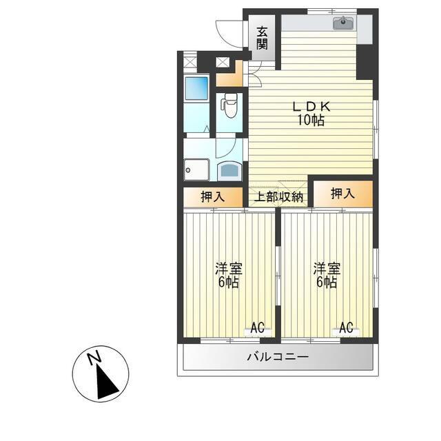 玉川台中島ビル(2LDK/2階)の間取り写真