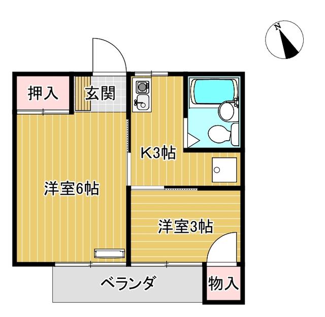 室町マンション(2K/2階)の間取り写真