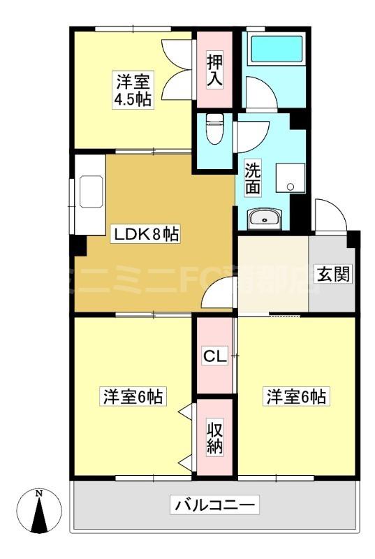 コーポのぞえ(3DK/2階)の間取り写真