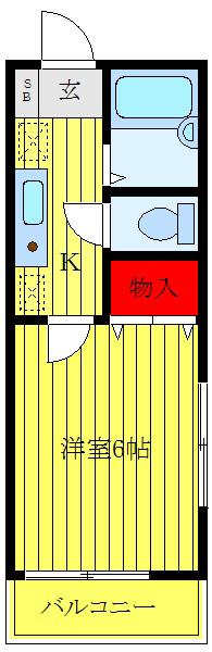 ウェルカム(1K/1階)の間取り写真