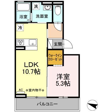 D-ROOMアベタテ(1LDK/3階)の間取り写真