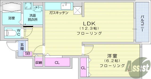 エクセルコート桑原Ⅰ(1LDK/1階)の間取り写真