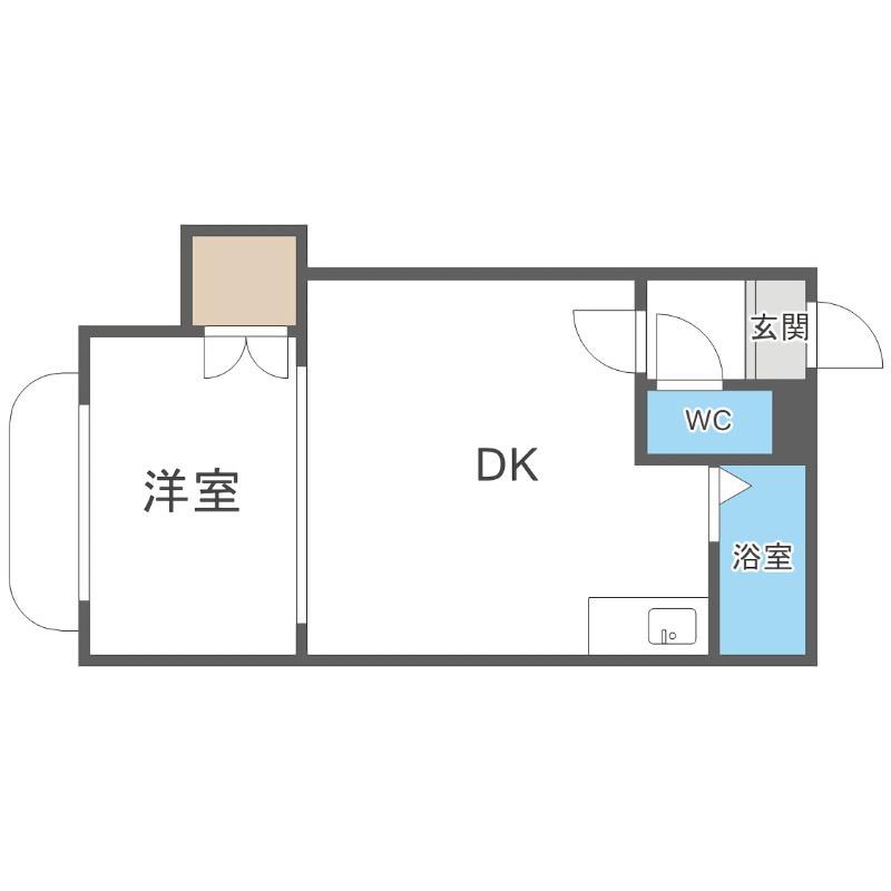 PAO21(1DK/4階)の間取り写真