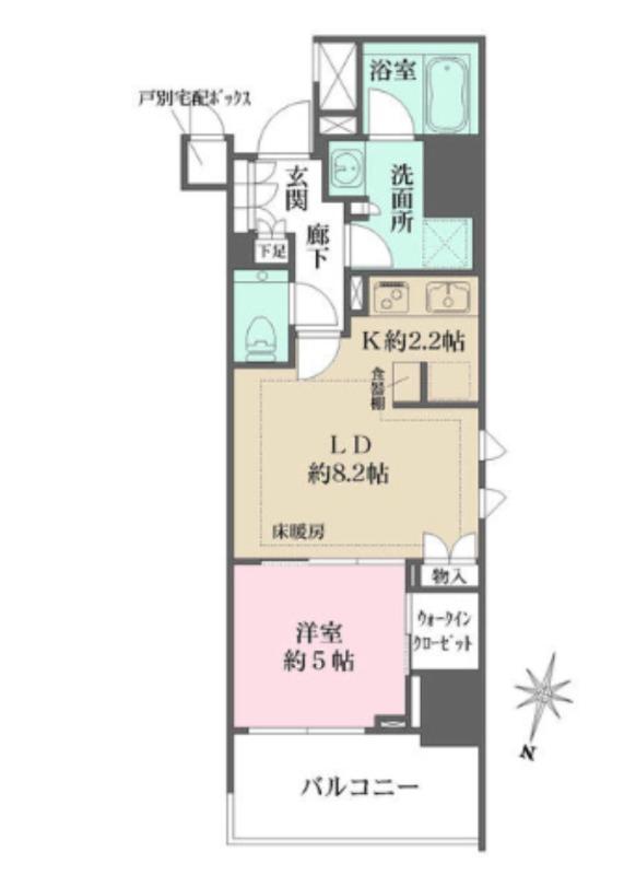 ザ・パークハウス麹町三丁目(1LDK/8階)の間取り写真
