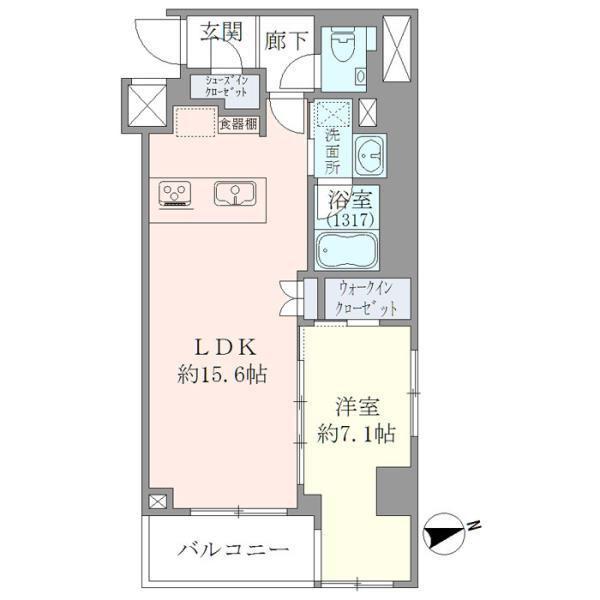 EVERTOW CHOJAMARU(1LDK/2階)の間取り写真