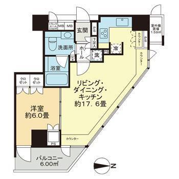 シティタワー四谷(1LDK/5階)の間取り写真