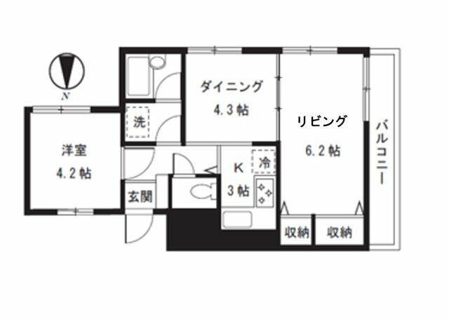グリーンキャピタル石川台(1LDK/4階)の間取り写真