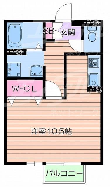 パークサイドヒロツグB棟(ワンルーム/2階)の間取り写真